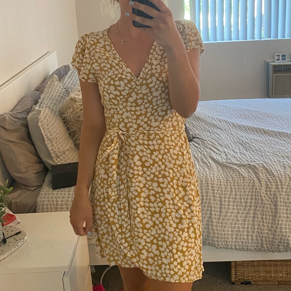Aerie Yellow Wrap Dress